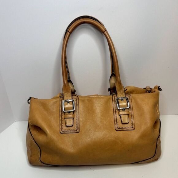 Vintage Coach Hamilton Tan Leather Shoulder Bag Purse Large Womens Designer - Picture 4 of 13